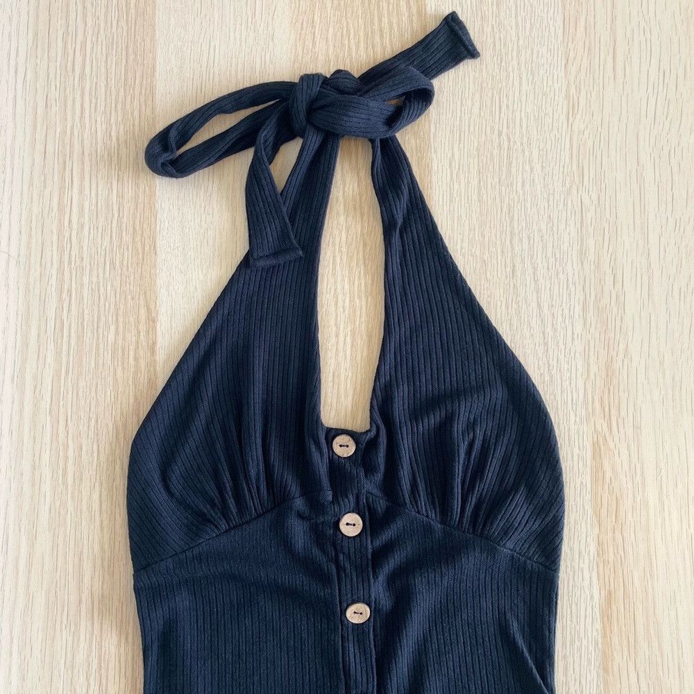 Forever 21 Black Halter Top Bodysuit